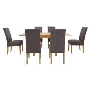 Furnitureland - California Solid Oak Flip Top Extending Table and 6 Fabric Chairs