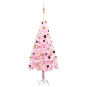 Artificial Christmas Tree with LEDs&Ball Set Pink 150 cm PVC