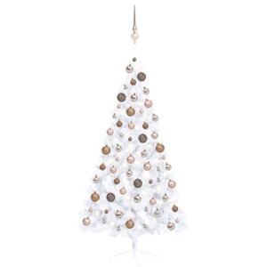 Artificial Half Christmas Tree with LEDs&Ball Set White 150 cm