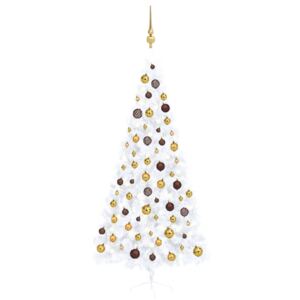 Artificial Half Christmas Tree with LEDs&Ball Set White 210 cm