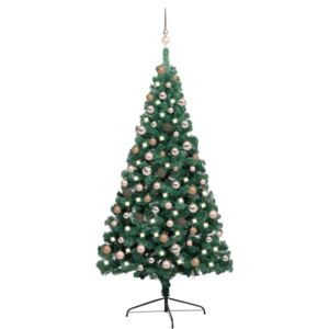 Artificial Half Christmas Tree with LEDs&Ball Set Green 180 cm