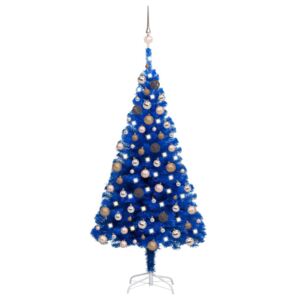 Artificial Christmas Tree with LEDs&Ball Set Blue 180 cm PVC