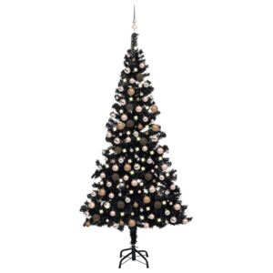 Artificial Christmas Tree with LEDs&Ball Set Black 210 cm PVC