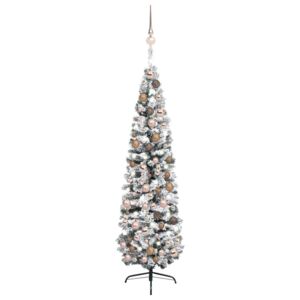 Slim Artificial Christmas Tree with LEDs&Ball Set Green 180 cm