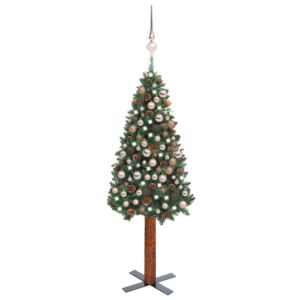 Slim Christmas Tree with LEDs&Ball Set Green 210 cm PVC