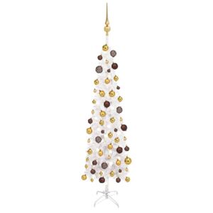 Slim Christmas Tree with LEDs&Ball Set White 120 cm