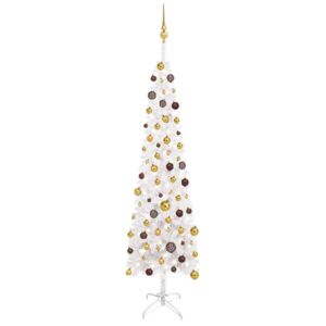 Slim Christmas Tree with LEDs&Ball Set White 210 cm