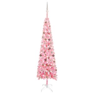 Slim Christmas Tree with LEDs&Ball Set Pink 240 cm