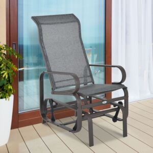 Outsunny Outdoor Gliding Rocking Chair with Sturdy Steel Frame Garden Comfortable Swing Chair for Patio, Backyard and Poolside, Grey