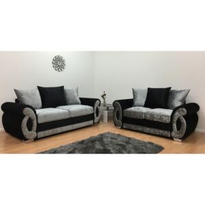 Chloe 3 & 2 Seater Sofa - Black & Silver