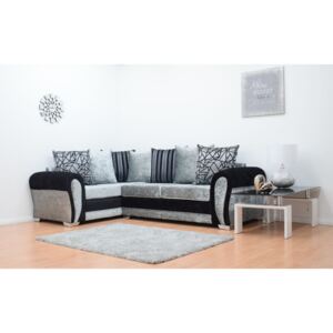 Paris Velvet Double Arm Corner Sofa - Black & Silver