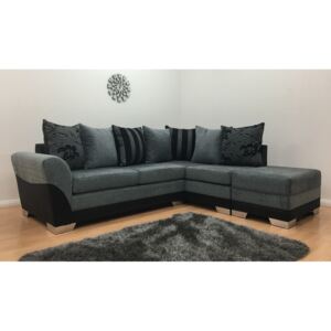 Vermont Fabric One Arm Corner Sofa - Black & Grey
