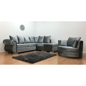 Windsor One Arm Corner Sofa & Swivel Chair - Silver Velvet