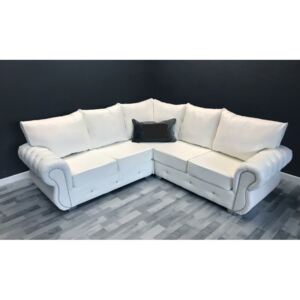 Flexin Corner White Leather White Sofa