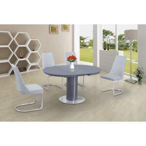 Osborne Grey & White Table Extended & Curvster White 4 Chairs