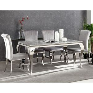 Liarra Marble Dining Table & Liarra Grey 4 Chairs