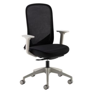 Sway Black Mesh Back Adjustable Operator Chair With Black Fabric Seat, Grey Frame And Base