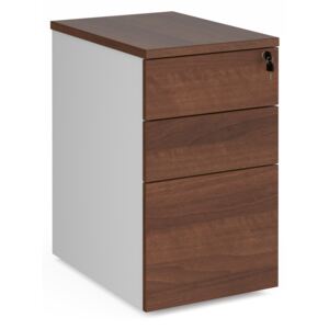 Duo Office Desk High 3 Drawer Pedestal 600mm Deep - White With Walnut Drawers