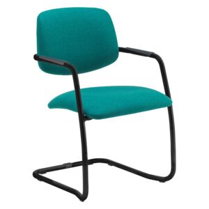 Tuba Black Cantilever Frame Conference Chair With Half Upholstered Back - Made To Order