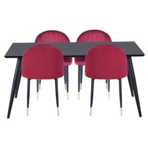 Illona Dining Table and 4 Chairs - Berry