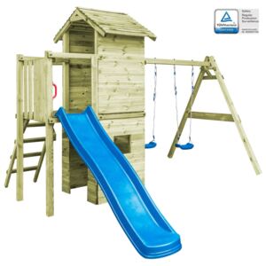 VidaXL Playhouse with Ladder, Slide and Swings 390x353x268 cm Wood