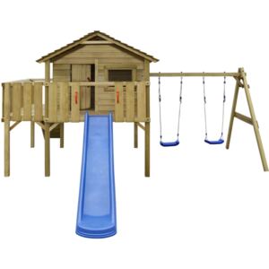 Playhouse Set with Ladder, Slide and Swings 480x440x294 cm Wood