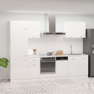 VidaXL 7 Piece Kitchen Cabinet Set High Gloss White Chipboard