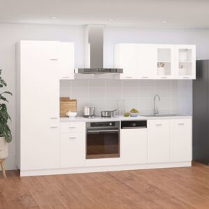 VidaXL 8 Piece Kitchen Cabinet Set High Gloss White Chipboard