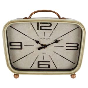 Gifts Amsterdam Desk Clock Retro Metal Brass and Cream 22x8x19cm