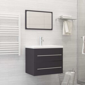 VidaXL 2 Piece Bathroom Furniture Set Grey Chipboard