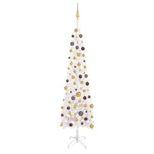 Slim Christmas Tree with LEDs&Ball Set White 240 cm