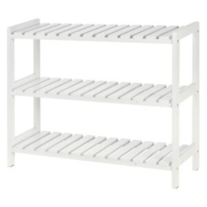 HOMCOM MDF 3-Tier Slatted Shoe Rack White