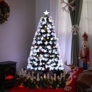 HOMCOM HOMCM 5ft White Light Artificial Christmas Tree w/ 180 LEDs Star Topper Tri-Base Full Bodied Seasonal Decoration Pre-Lit Home