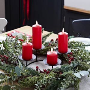 Pine Advent Wreath & Slim Red TruGlow® Candle Table Decoration