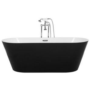 Freestanding Bath Black with White Sanitary Acrylic Single 170 x 70 cm Oval Modern Style Beliani