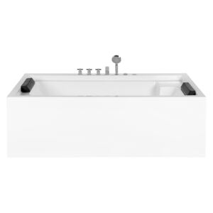 Whirlpool Bath White with Silver Sanitary Acrylic For Two 180 x 110 cm Freestanding Modern Beliani