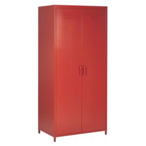 Home Office Storage Cabinet Red Stainless Steel 2 Doors 4 Shelves Industrial Design Beliani