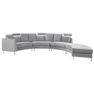 Curved Sofa Light Grey Velvet Upholstery Modular 8-Seater Adjustable Headrests Modern Beliani