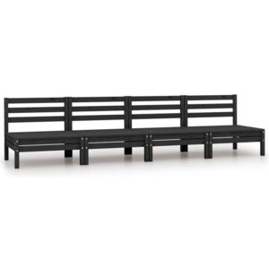 Garden Middle Sofas 4 pcs Black Solid Pinewood