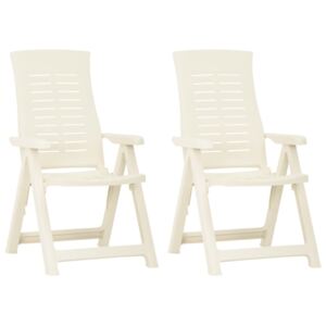 VidaXL Garden Reclining Chairs 2 pcs Plastic White