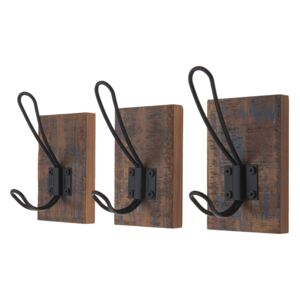 Black Wire Hook on Antique Board - 3 pack