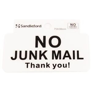 Self Adhesive No Junk Mail Sign - 75 x 75mm