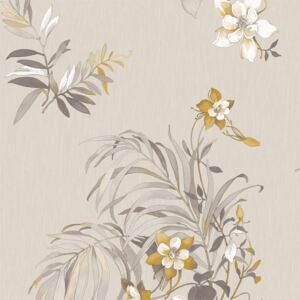 Belgravia Decor Botanique Floral Textured Gitter Yellow Wallpaper