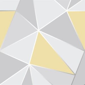 Fresco Geometric Smooth Metallic Yellow Wallpaper