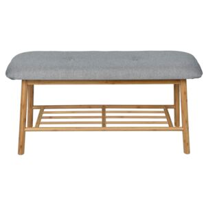 Bamboo Shoe Bench with Grey Cushion Seat