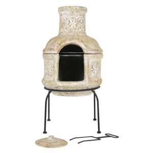 Star Flowers Clay Chimenea With Grill