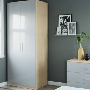 Modular Bedroom Slab Double Wardrobe - Grey