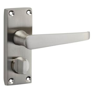 Homebuild Victorian Straight Short Backplate Privacy Lever Set - Brushed Nickel