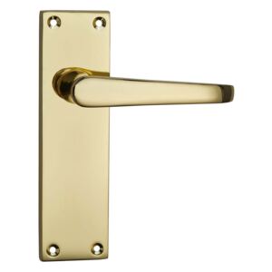 Homebuild Victorian Straight Long Backplate Latch Lever Set - Polished Brass