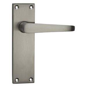 Homebuild Victorian Straight Long Backplate Latch Lever Set - Brushed Nickel
